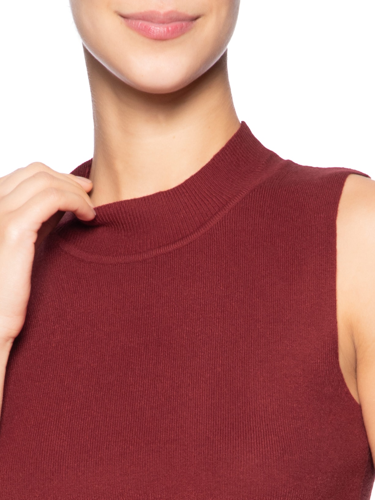 Blusa Feminina Tricot Sem Manga Vinho Market 33