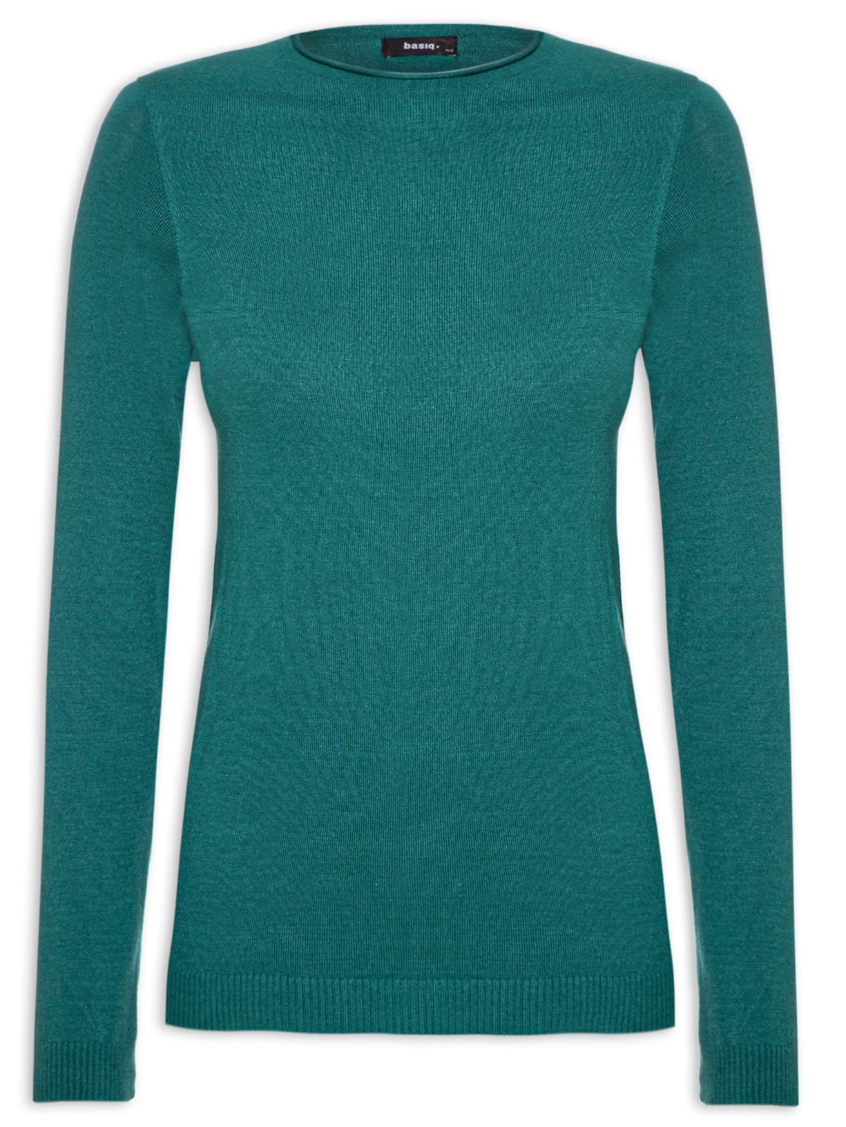 Blusa Feminina Tricot Slim Com Decote Redondo - Verde