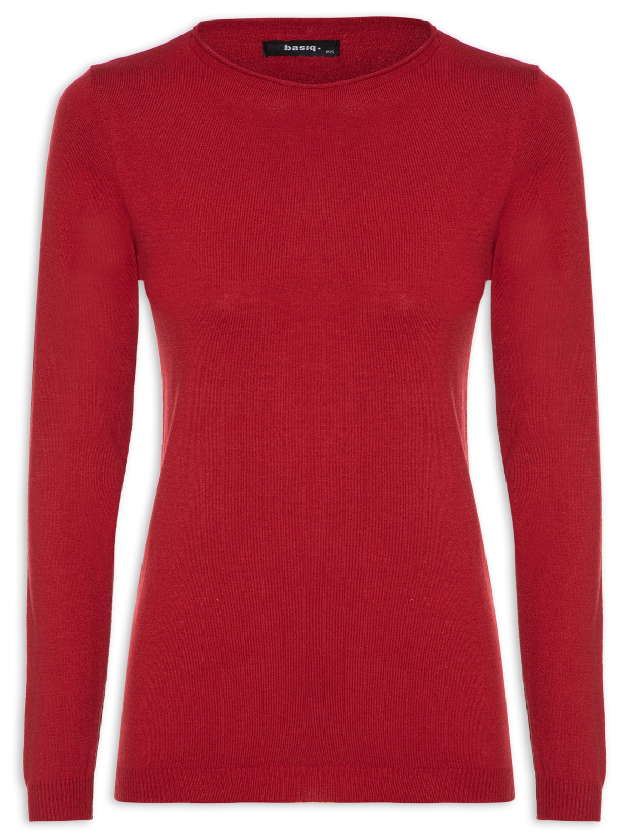 Blusa Feminina Tricot Slim Com Decote Redondo - Vermelho