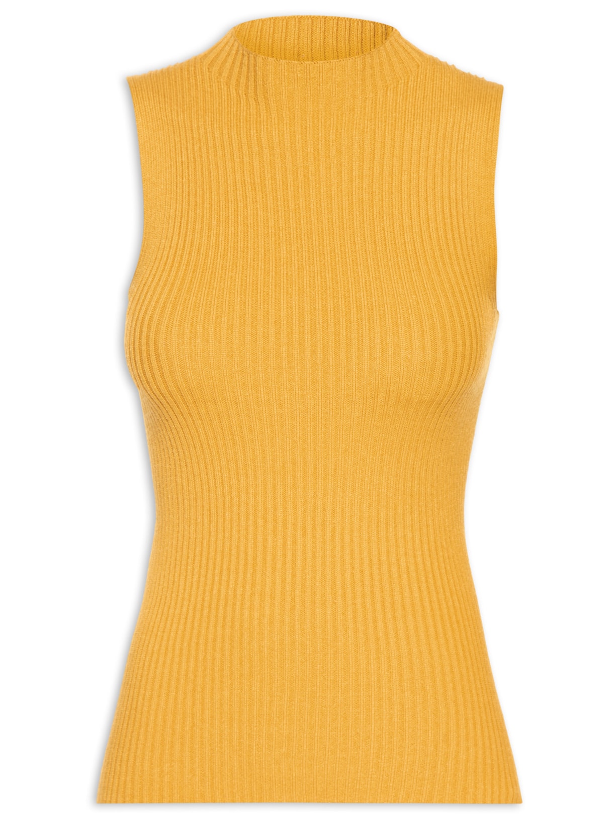 Blusa Feminina Tricot SM Com Gola Alta - Amarelo
