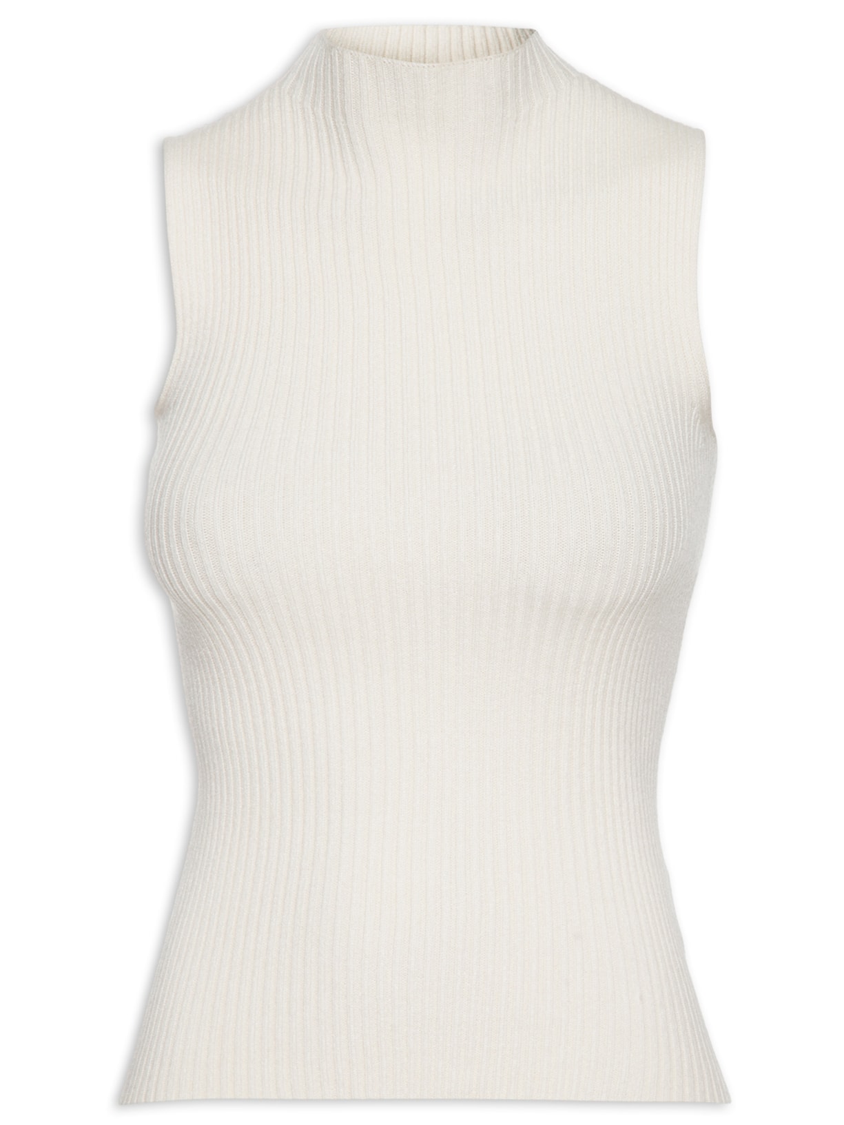 Blusa Feminina Tricot SM Com Gola Alta - Off White