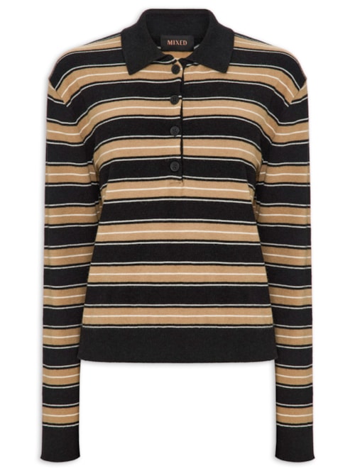 Blusa Feminina Tricot Stripes V27 - Preto
