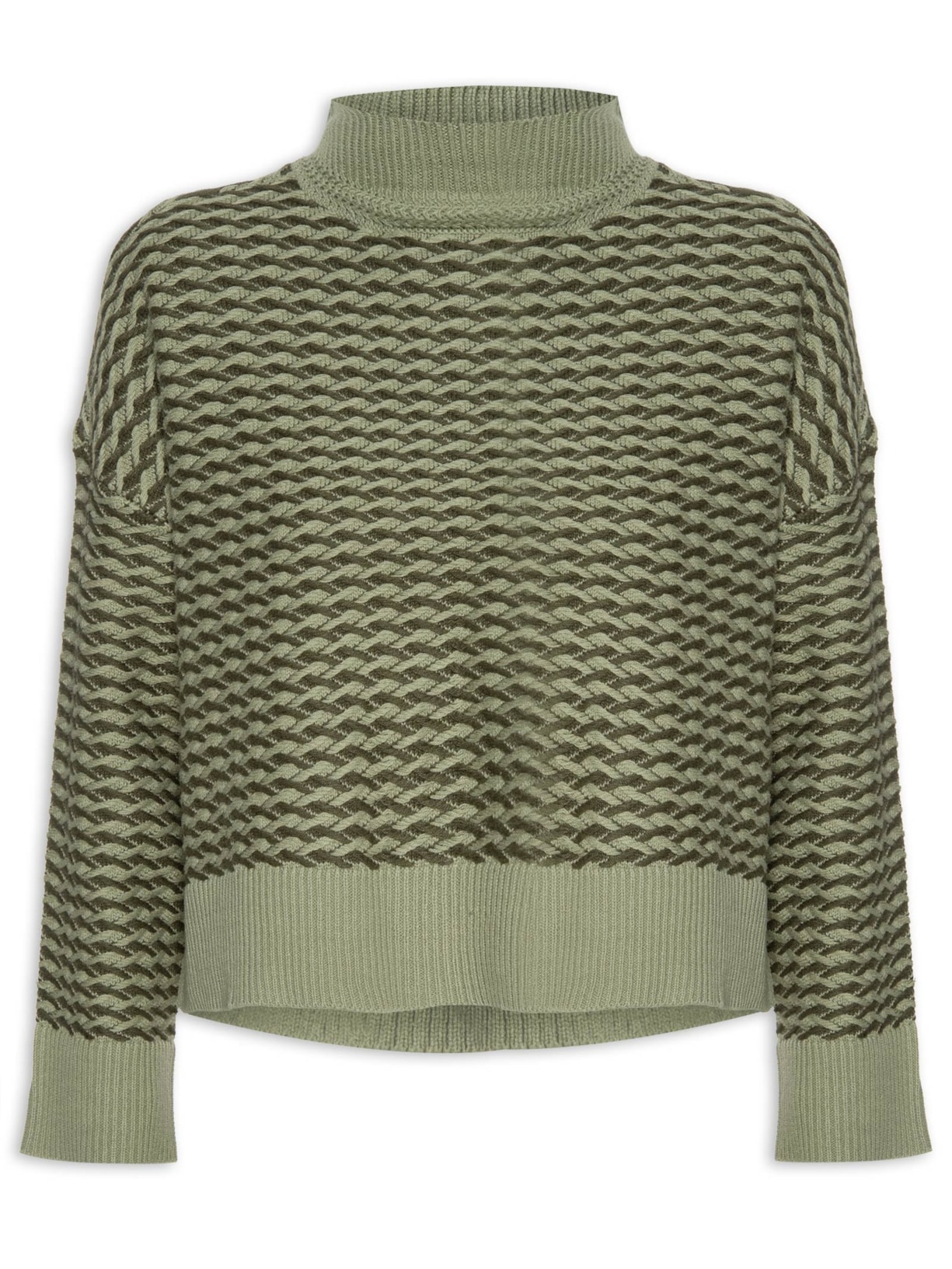 Blusa Feminina Tricot Textura Bicolor - Verde