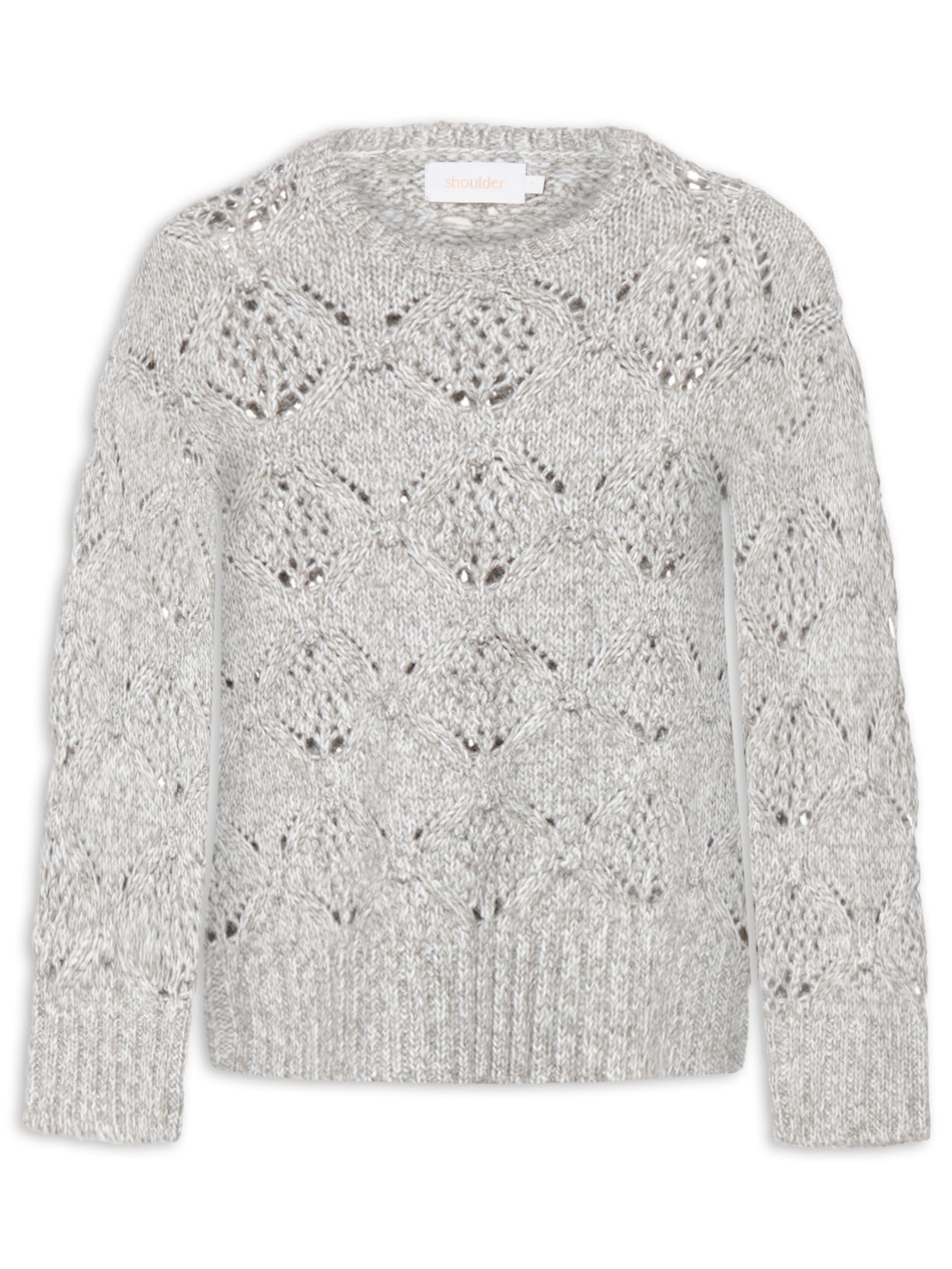 Blusa Feminina Tricot Textura Mescla - Cinza