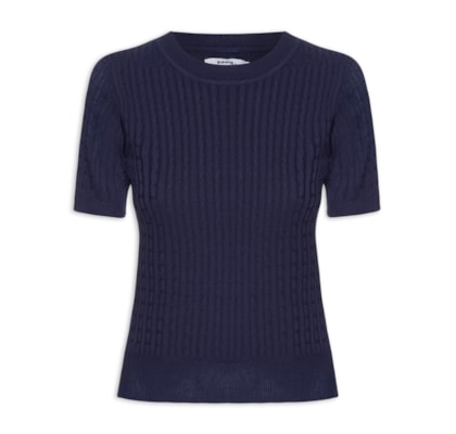 Blusa Feminina Tricot Texturizada - Azul