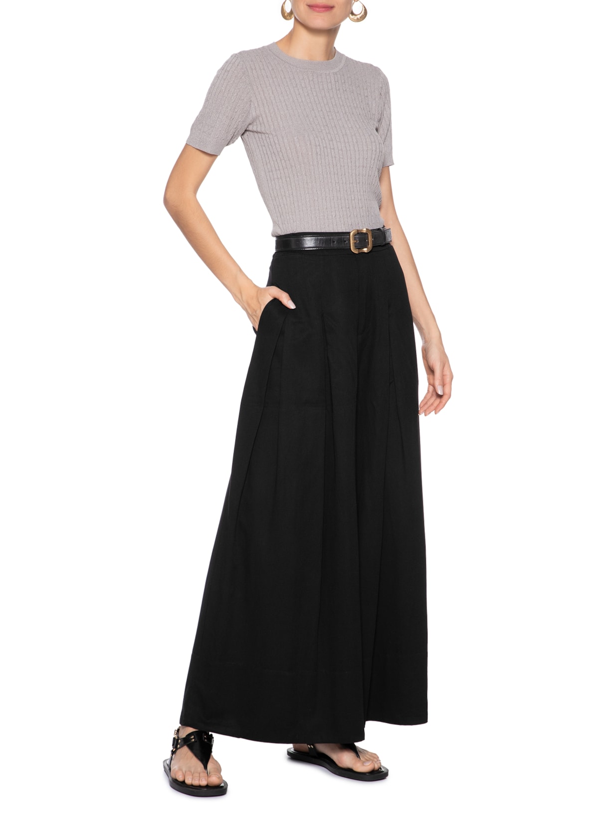 Blusa Feminina Tricot Texturizada Cinza Basiq