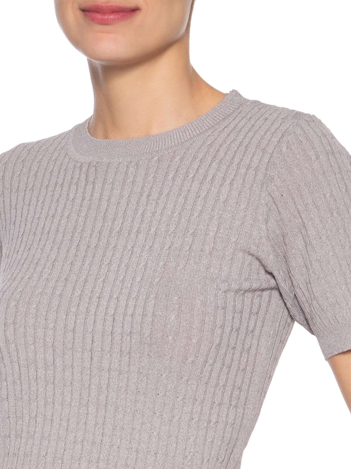 Blusa Feminina Tricot Texturizada Cinza Basiq