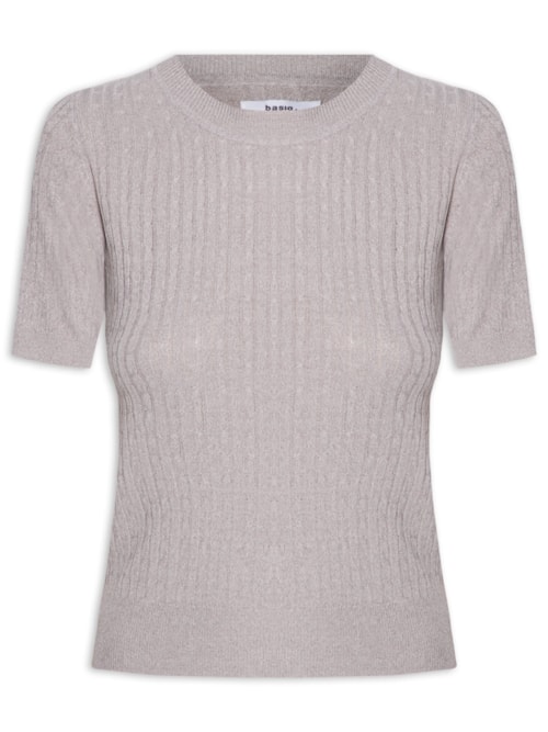 Blusa Feminina Tricot Texturizada - Cinza