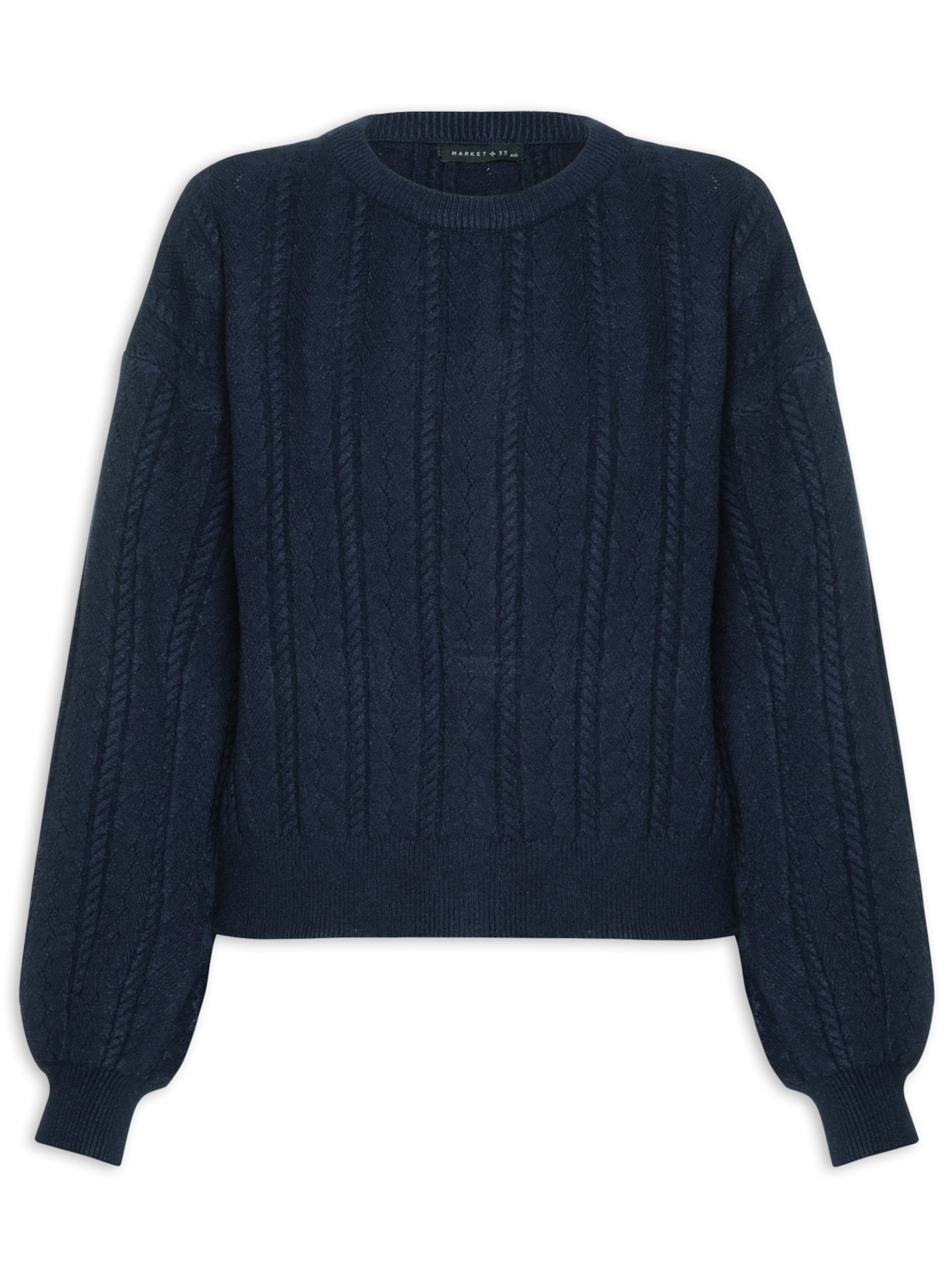 Blusa Feminina Tricot Texturizada Com Manga Longa - Azul