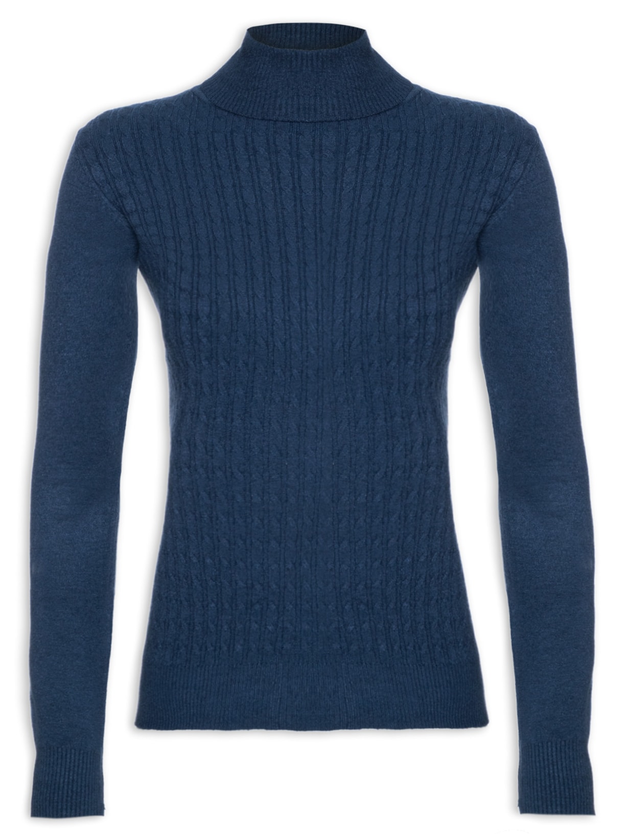 Blusa Feminina Tricot Texturizada Com Manga Longa - Azul