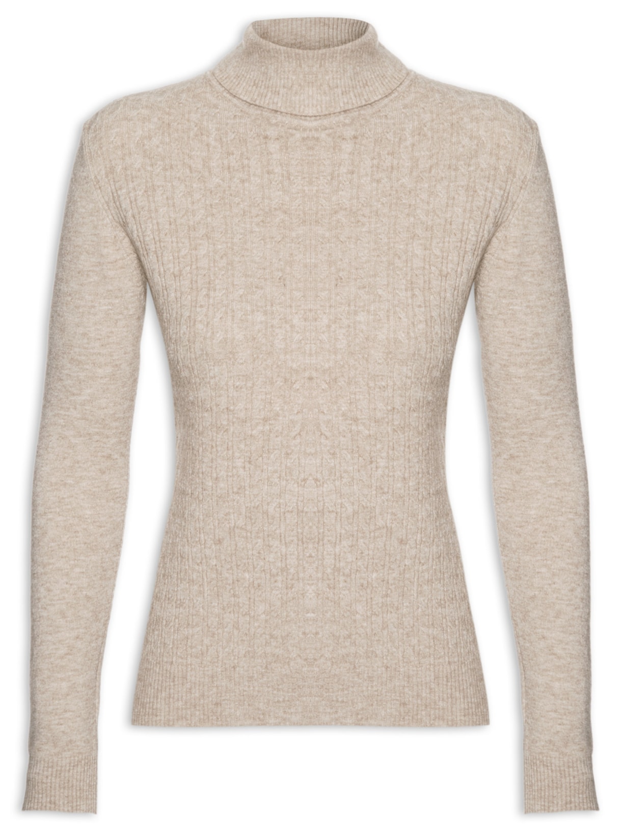 Blusa Feminina Tricot Texturizada Com Manga Longa - Bege