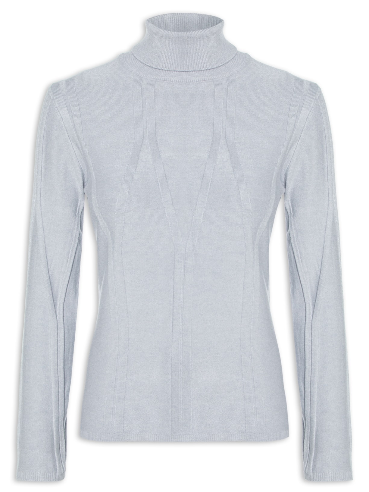 Blusa Feminina Tricot Texturizada Com Manga Longa - Cinza