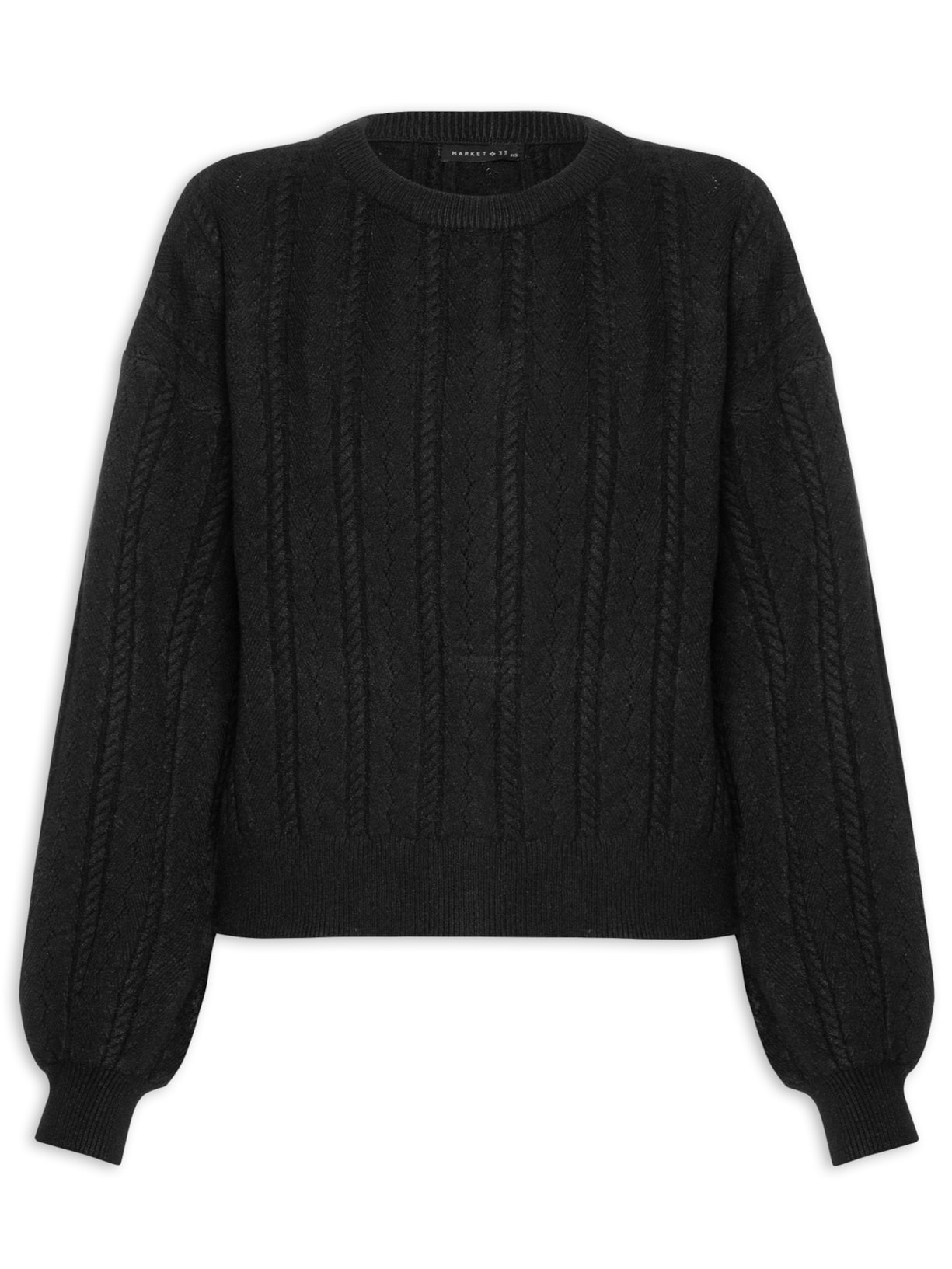 Blusa Feminina Tricot Texturizada Com Manga Longa - Preto