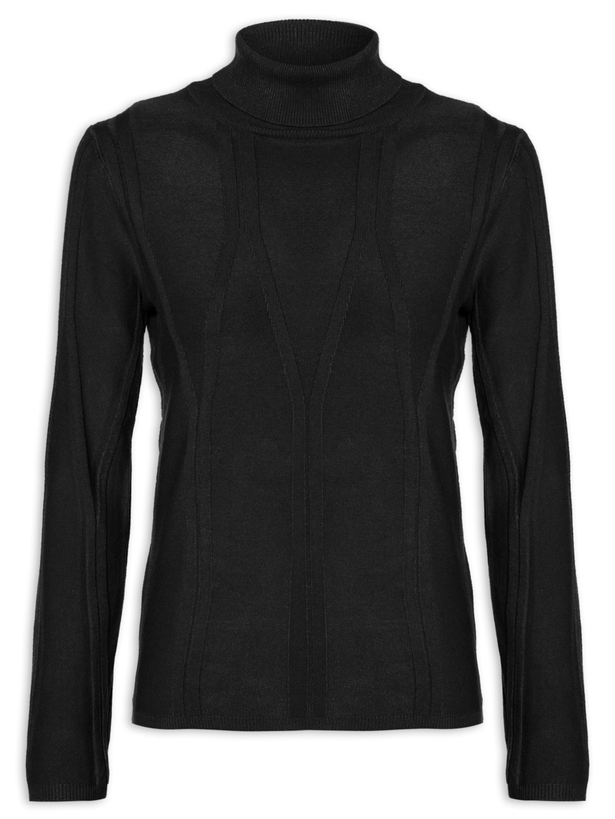 Blusa Feminina Tricot Texturizada Com Manga Longa - Preto