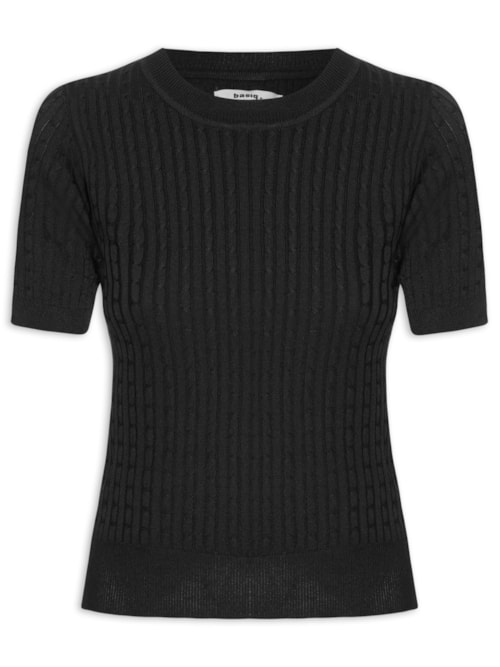 Blusa Feminina Tricot Texturizada - Preto
