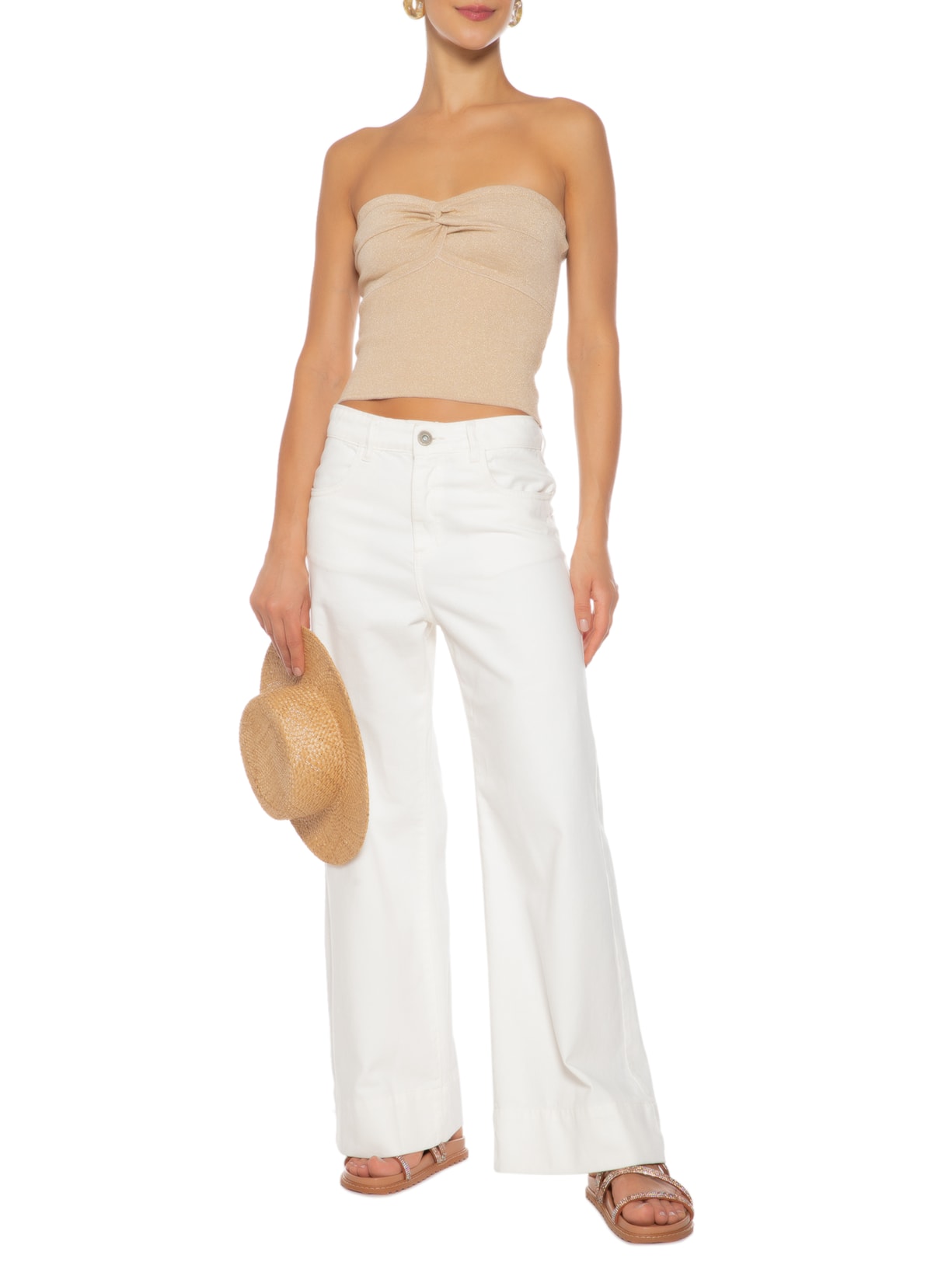 Blusa Feminina Tricot Tomara Que Caia Lurex Dourado Maria Filó