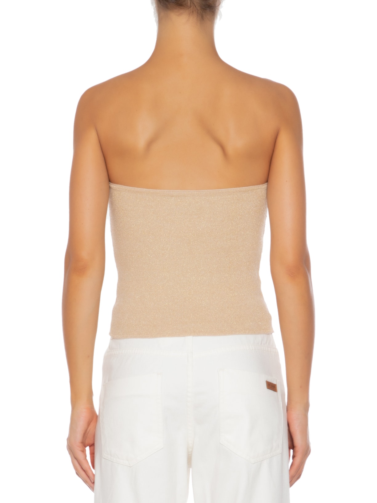 Blusa Feminina Tricot Tomara Que Caia Lurex Dourado Maria Filó