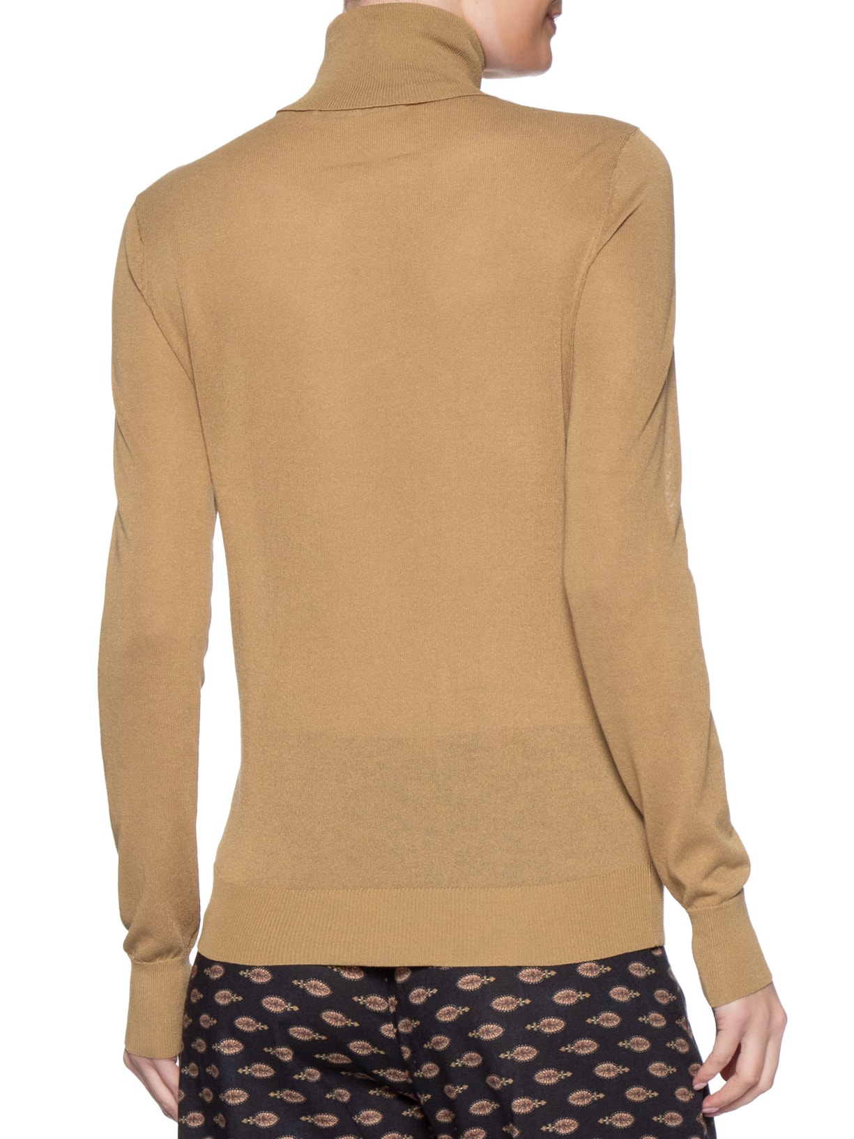 Blusa Feminina Tricot Transparência Gola Alta Bege Maria Filó