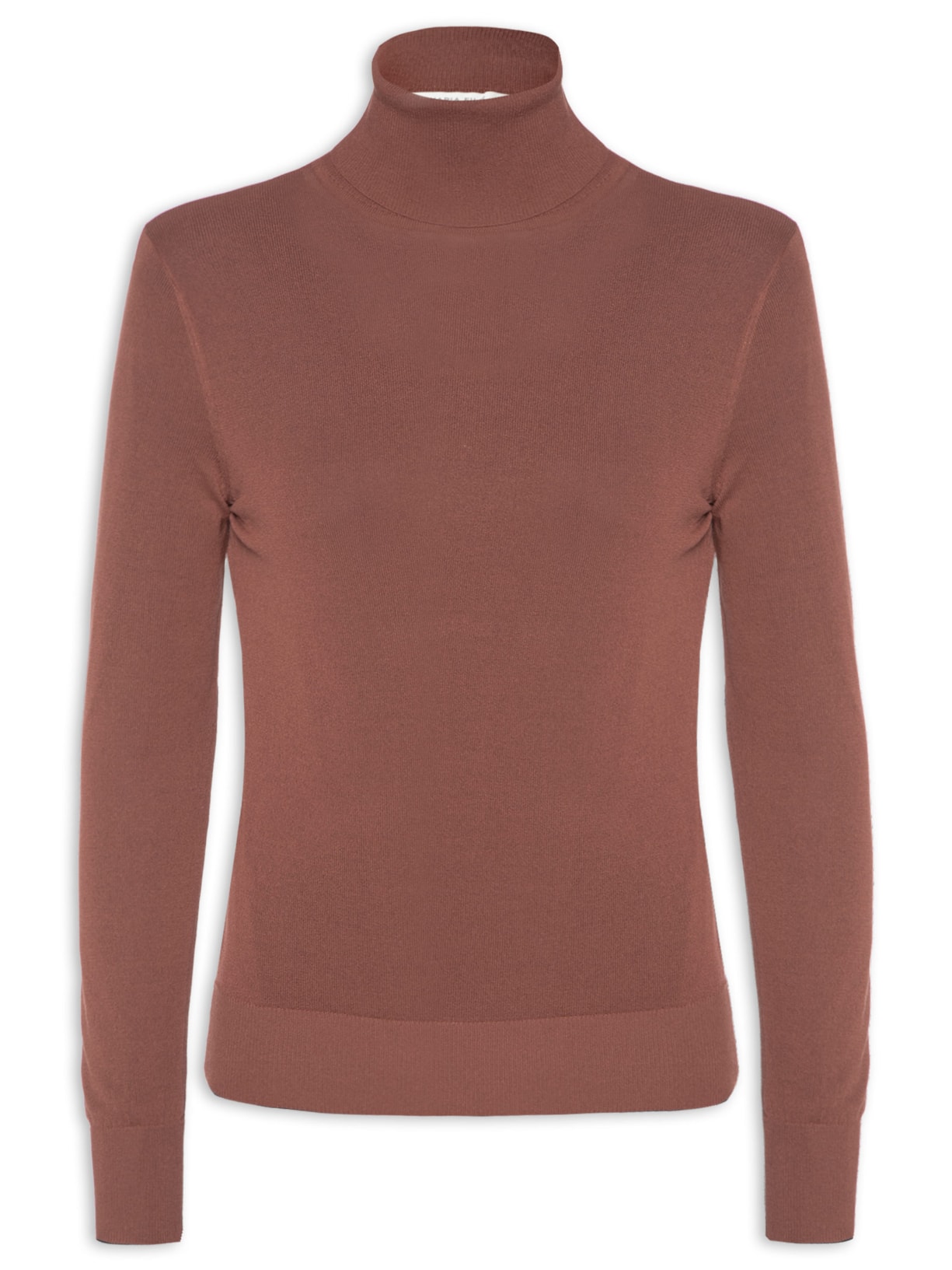 Blusa Feminina Tricot Transparência Gola Alta - Vinho