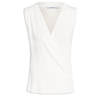 Blusa Feminina Tricot Transpassada - Bege