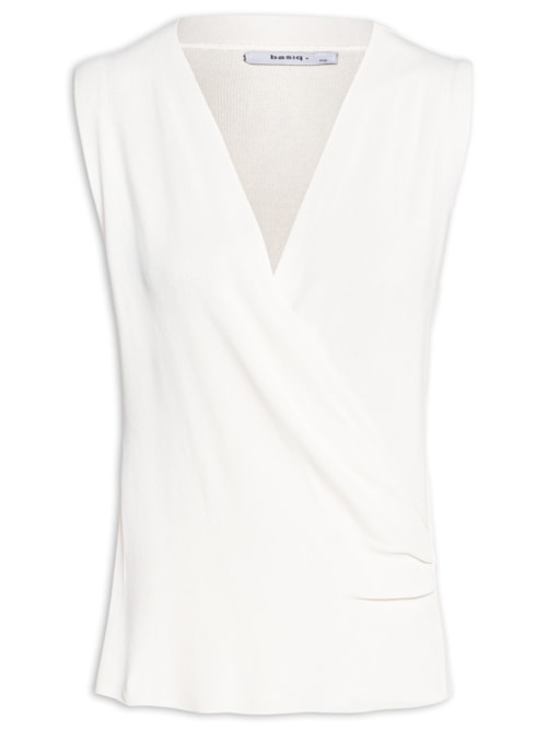 Blusa Feminina Tricot Transpassada - Bege