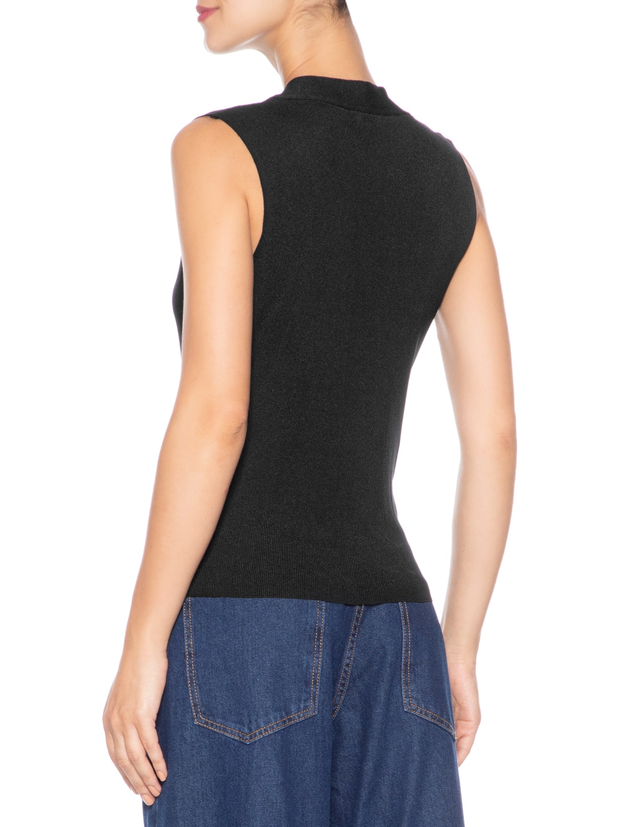 Blusa Feminina Tricot Transpassada Preto Basiq