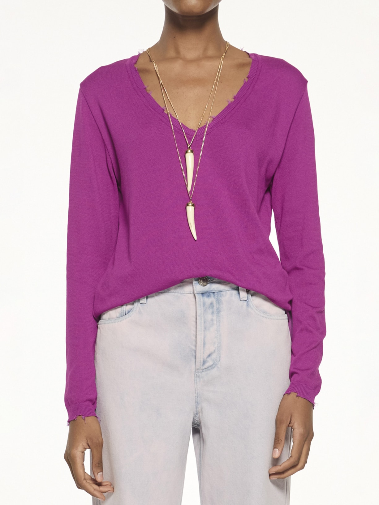 Blusa Feminina Tricot Trash V27 Roxo Mixed