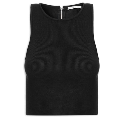 Blusa Feminina Tricot Zíper - Preto