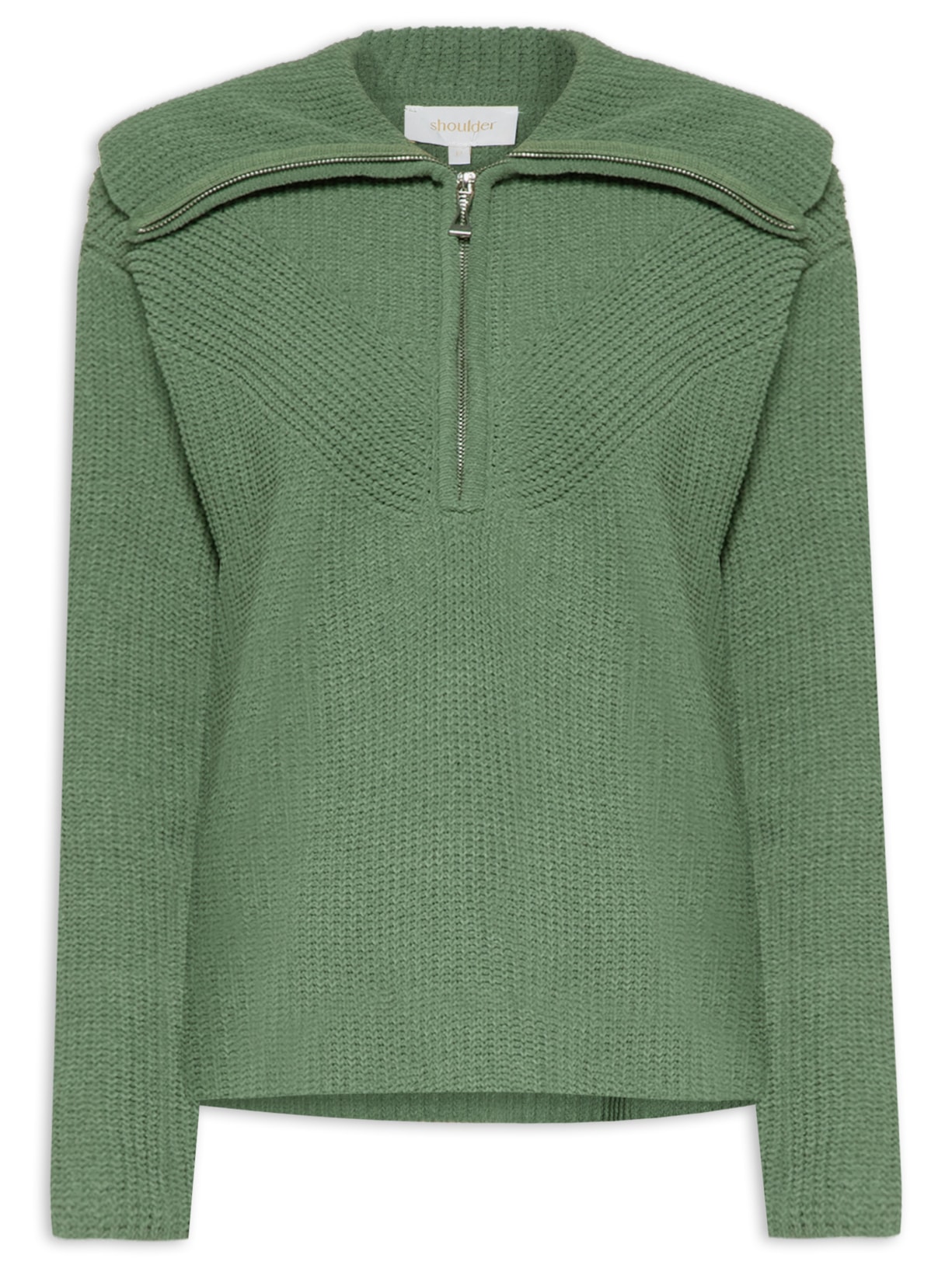 Blusa Feminina Tricot Zíper - Verde