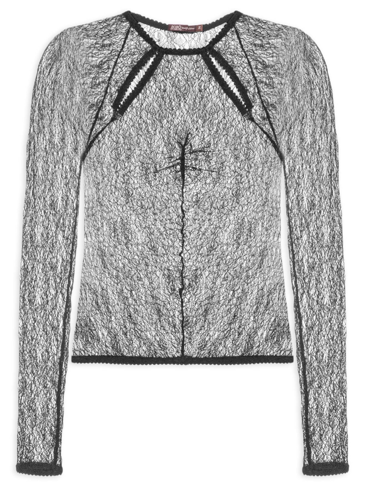 Blusa Feminina Tripoli Manga Longa Preto Bo.bô