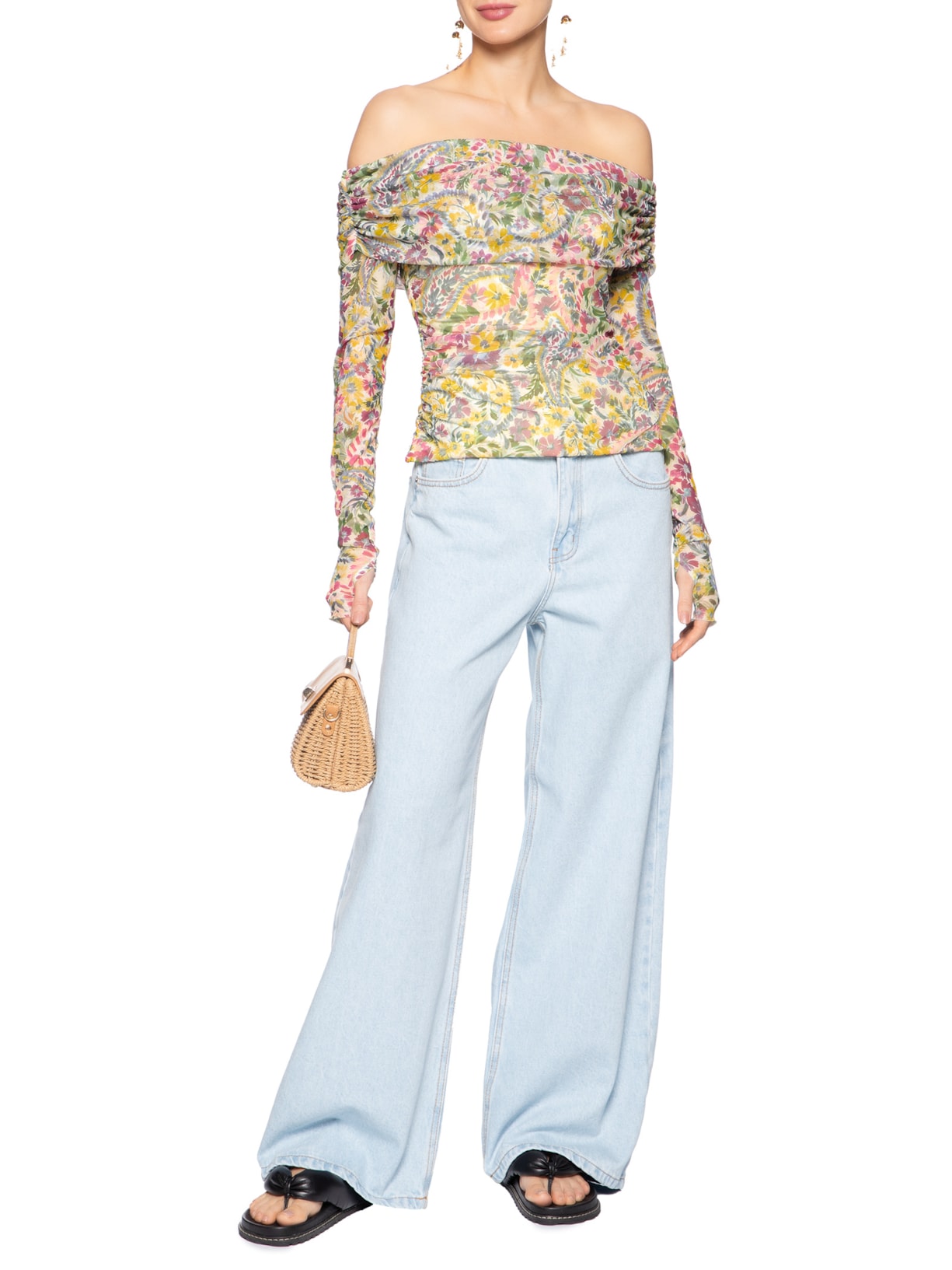 Blusa Feminina Tule Brisa De Flor Rosa Farm