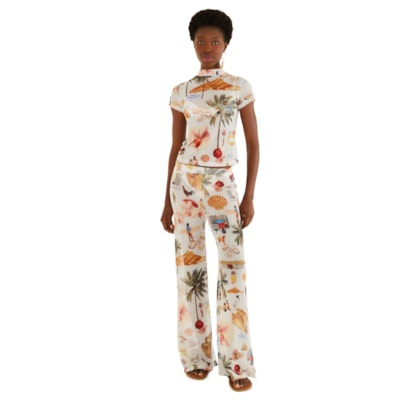 Blusa Feminina Tule Colagem Carioca - Branco