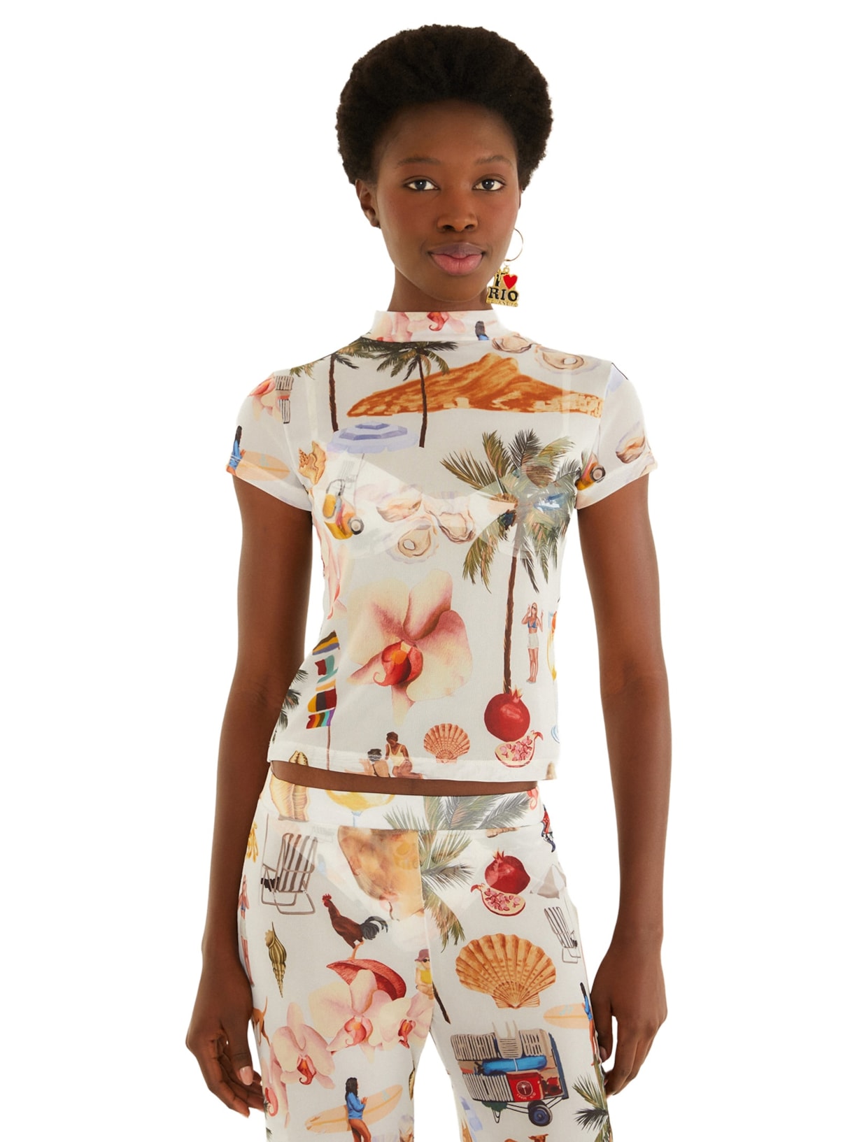 Blusa Feminina Tule Colagem Carioca Branco Farm Praia