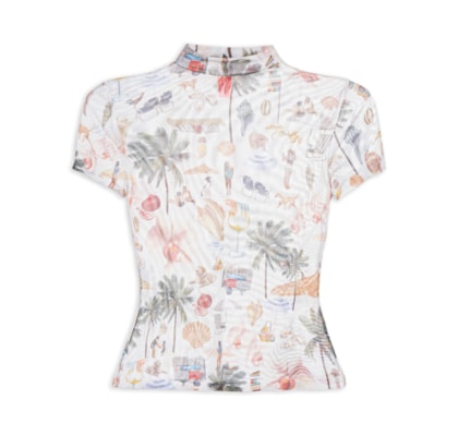 Blusa Feminina Tule Colagem Carioca - Branco