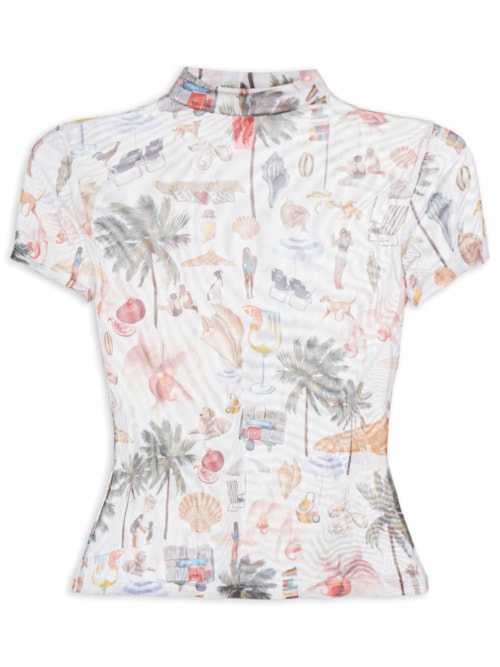 Blusa Feminina Tule Colagem Carioca - Branco