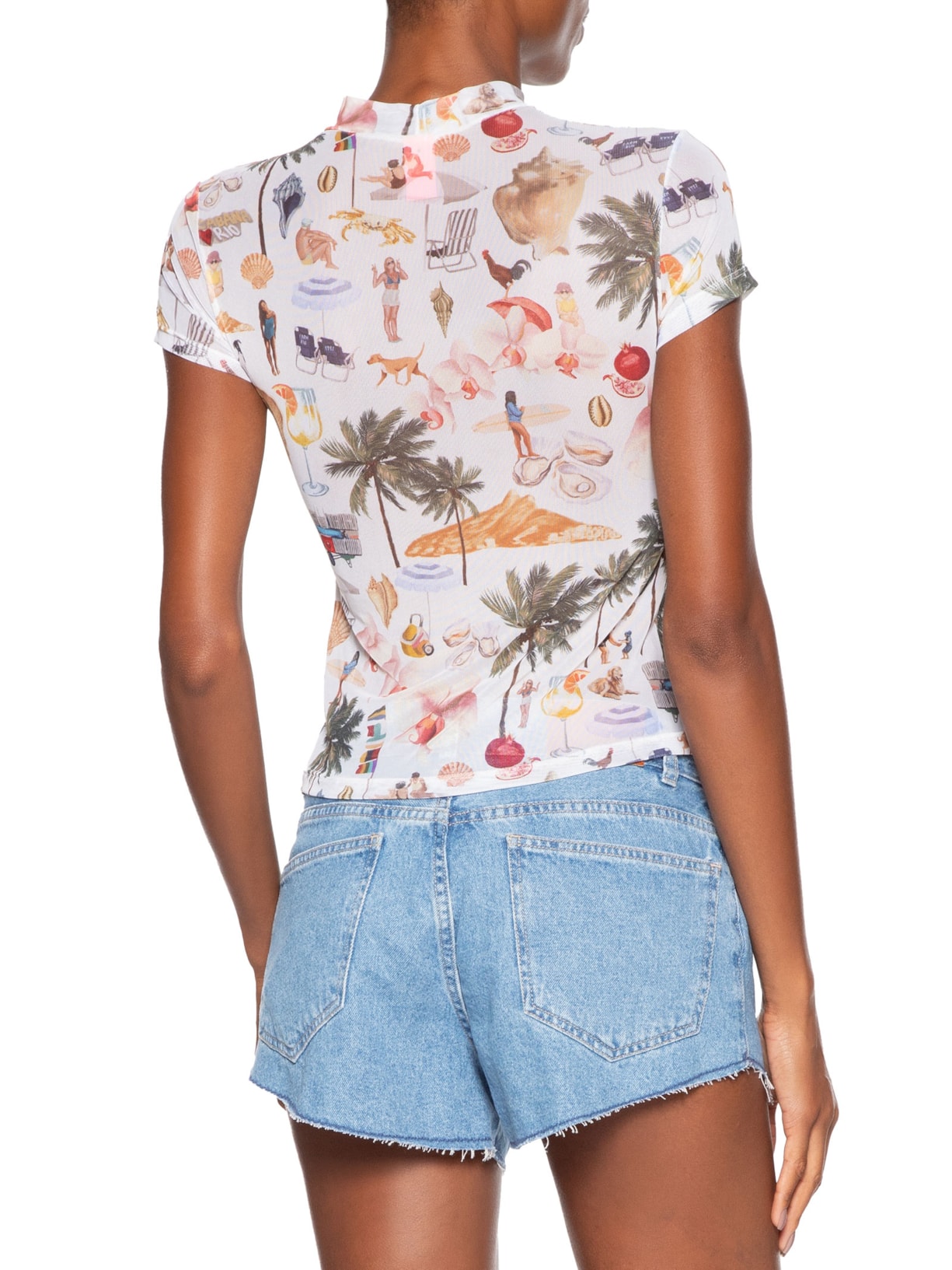Blusa Feminina Tule Colagem Carioca Branco Farm Praia