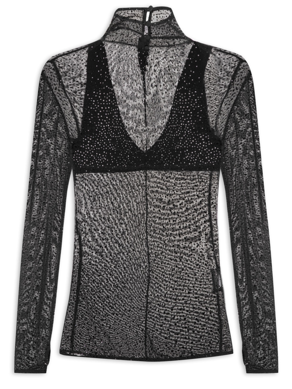 Blusa Feminina Tule Cristal Carmen - Preto