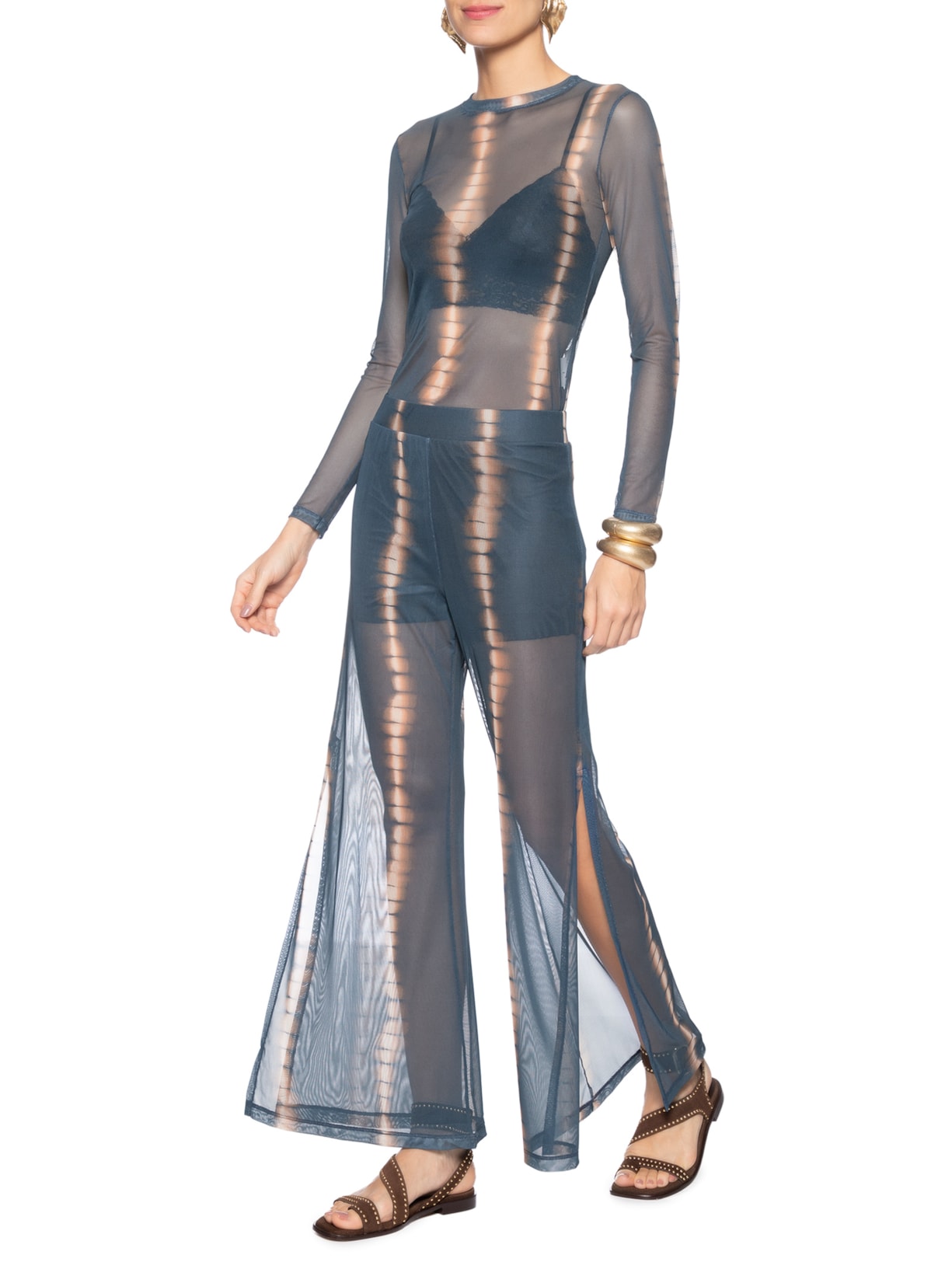 Blusa Feminina Tule Estampa Balangan Jasper Azul Maria Filó