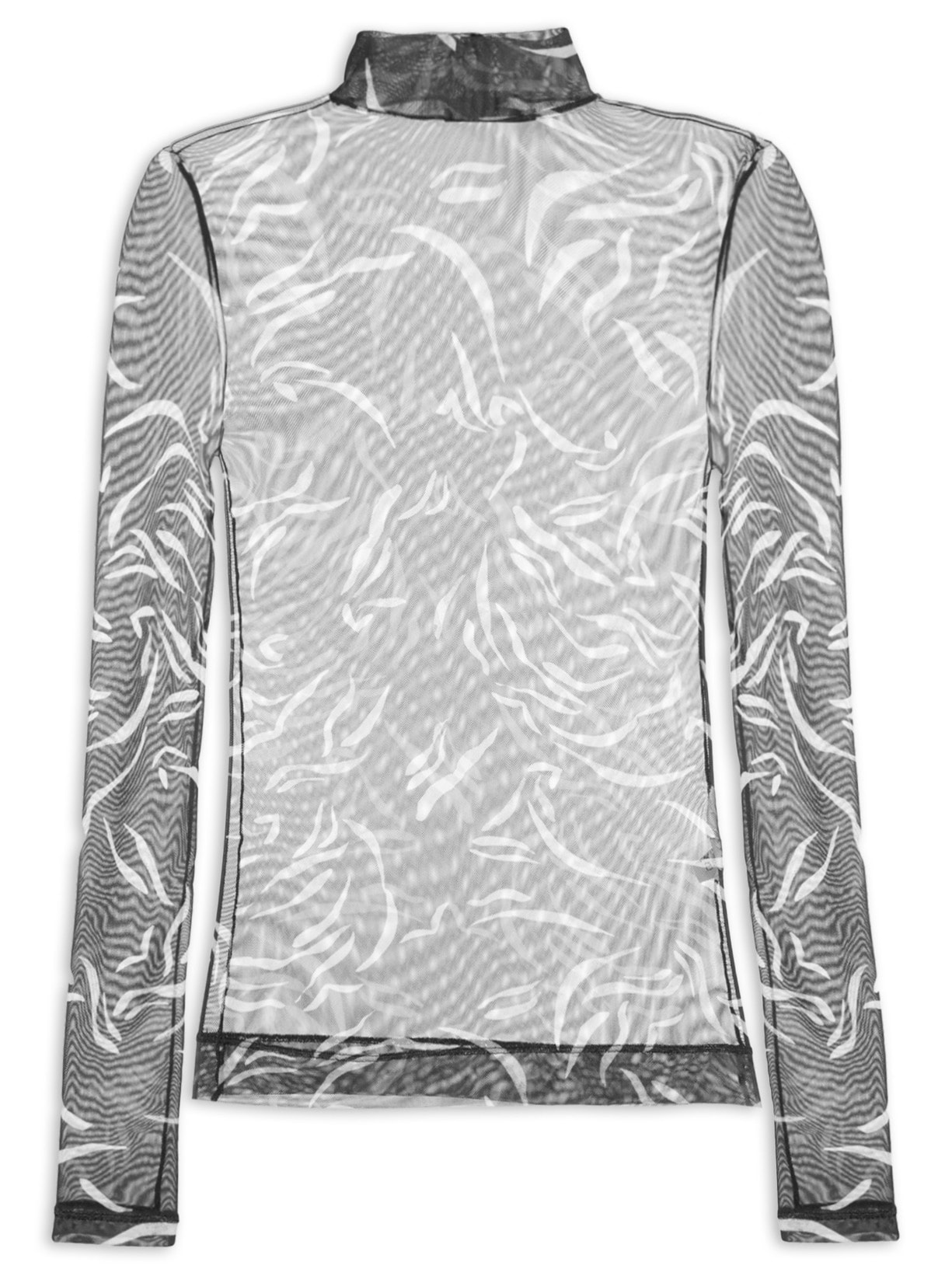 Blusa Feminina Tule Estampa Bicolor - Preto