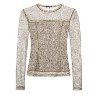 Blusa Feminina Tule Estampa Onça Duo Oasis e Mink - Verde