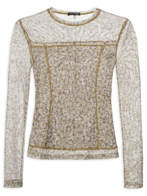 Blusa Feminina Tule Estampa Onça Duo Oasis e Mink - Verde