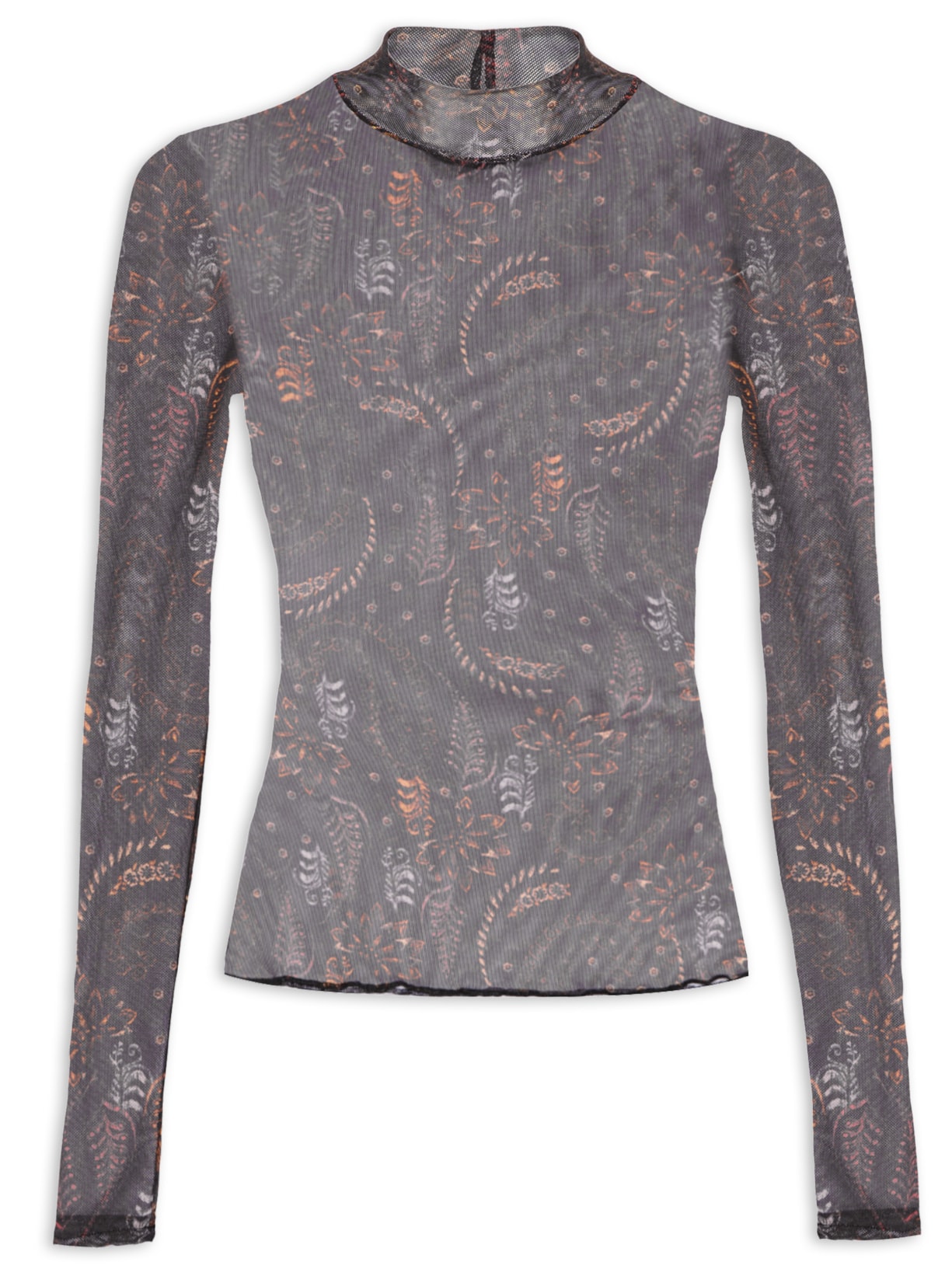 Blusa Feminina Tule Estampada - Preto