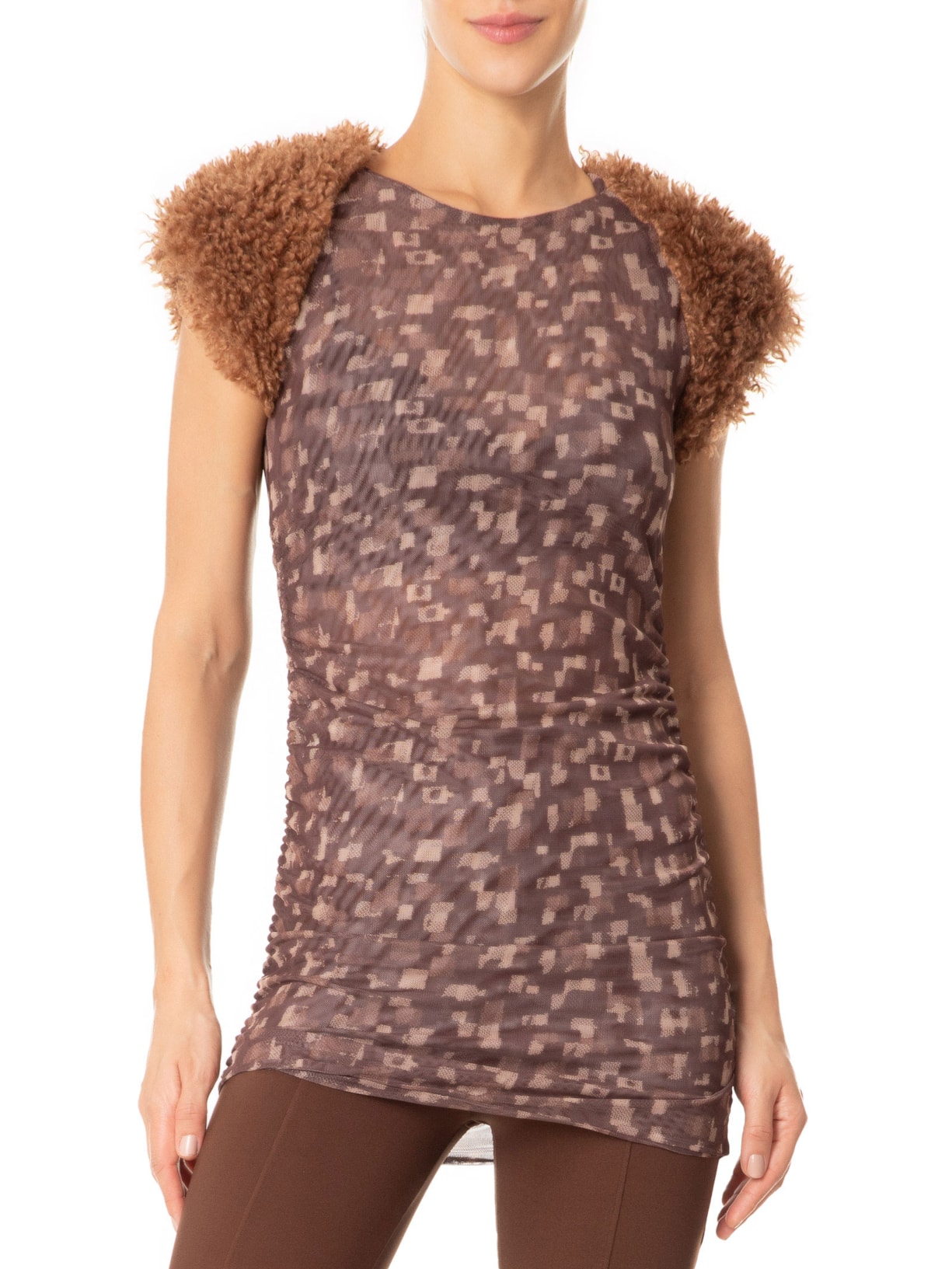 Blusa Feminina Tule Fitted Marrom Lilly Sarti