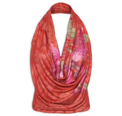 Blusa Feminina Tule Floral Orquídea - Vermelho