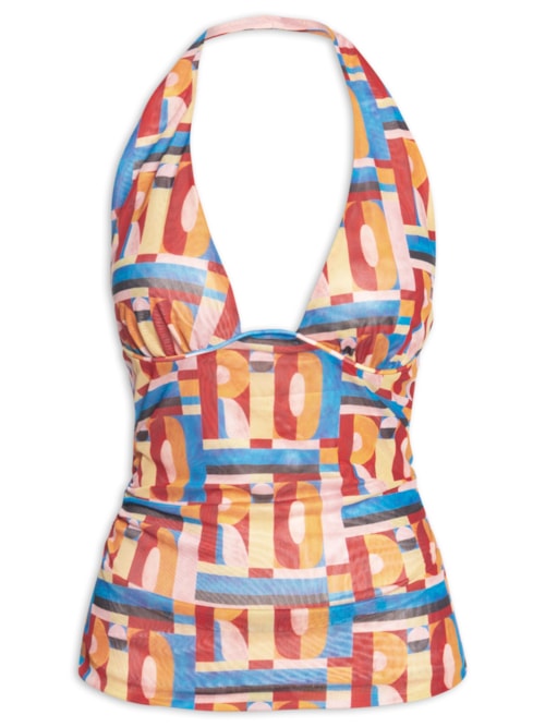 Blusa Feminina Tule Frente Única Rio Gráfico - Rosa