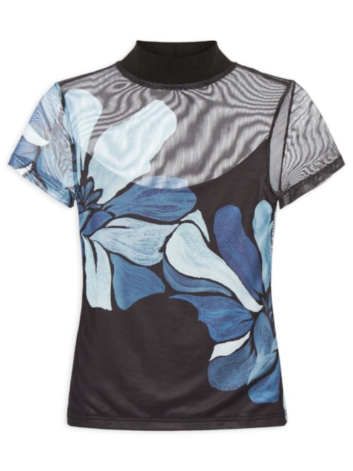 Blusa Feminina Tule Jardim De Amora - Preto