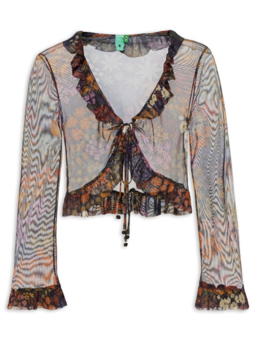 Blusa Feminina Tule Jardim De Morango - Preto