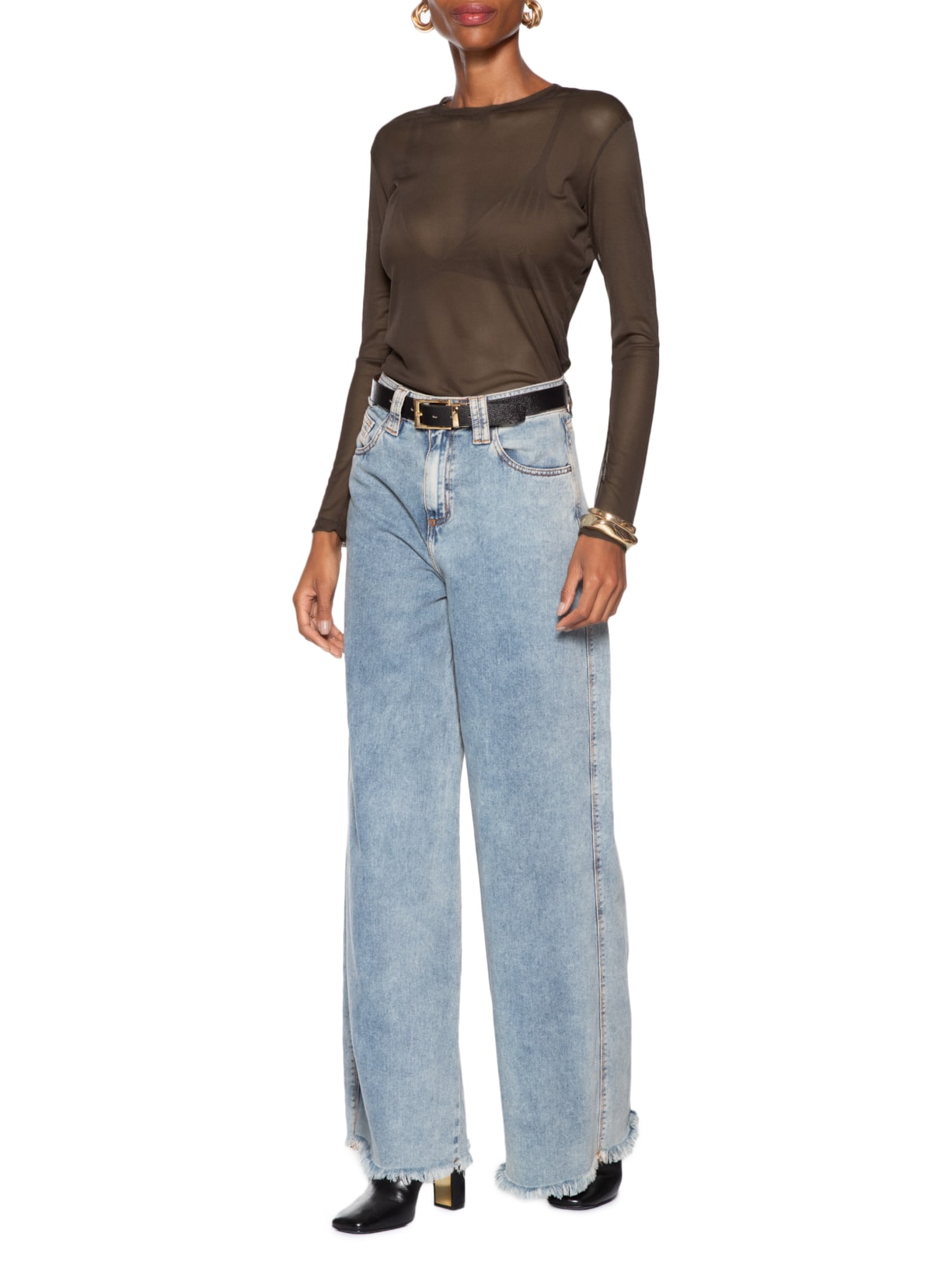 Blusa Feminina Tule Joana II Marrom Le Lis