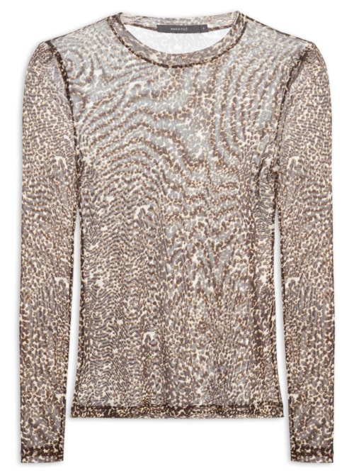 Blusa Feminina Tule Manga Longa Estampa Kira - Animal Print