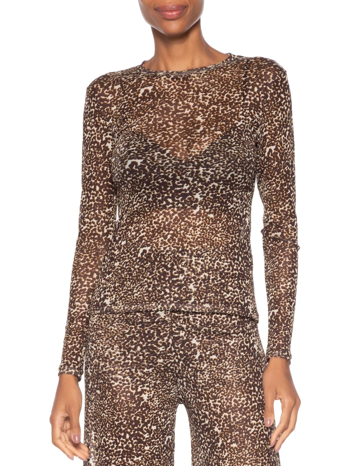 Blusa Feminina Tule Manga Longa Estampa Kira Animal Print Maria Filó